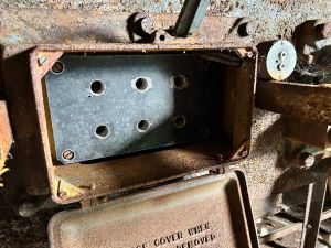 old electric asbestos back plate